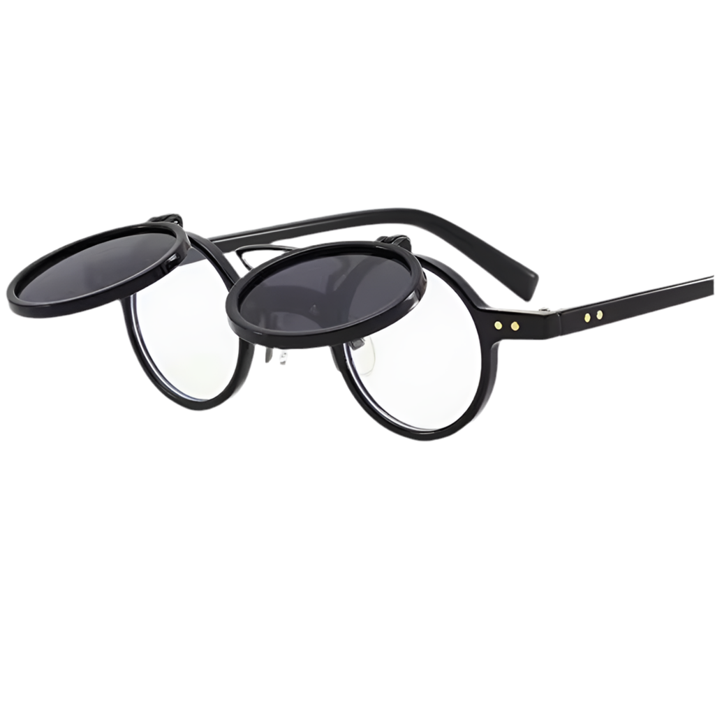 Steampunk black flip lense sunglasses