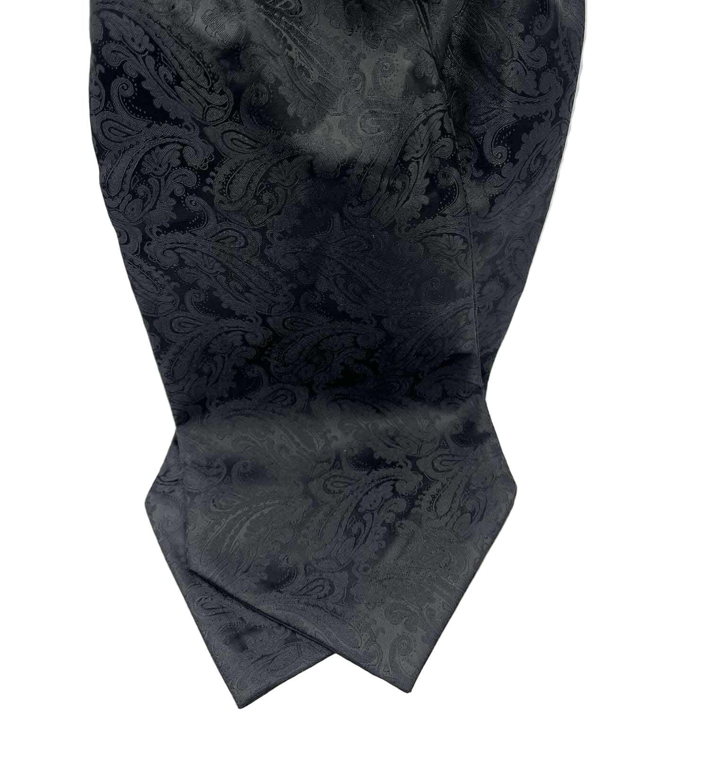 Premium black Cravat ascot tie for Steampunk, Goth, weddings, black paisley
