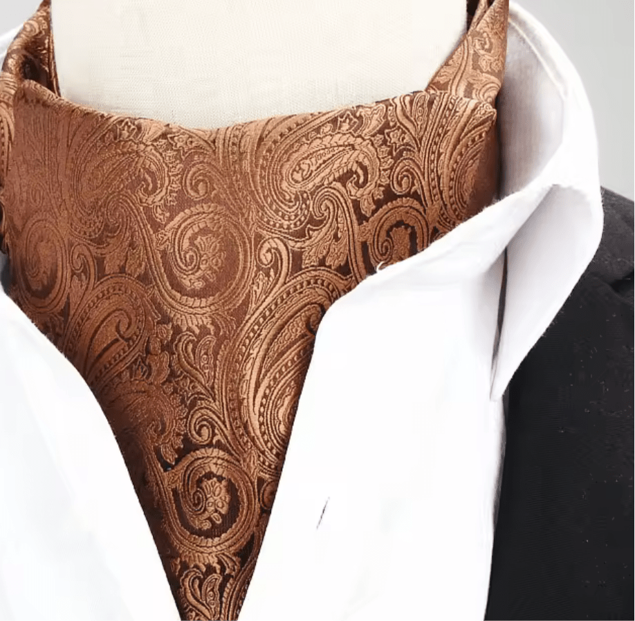Brown Paisley Cravat Premium Ascot Tie - Steampunkgearsa