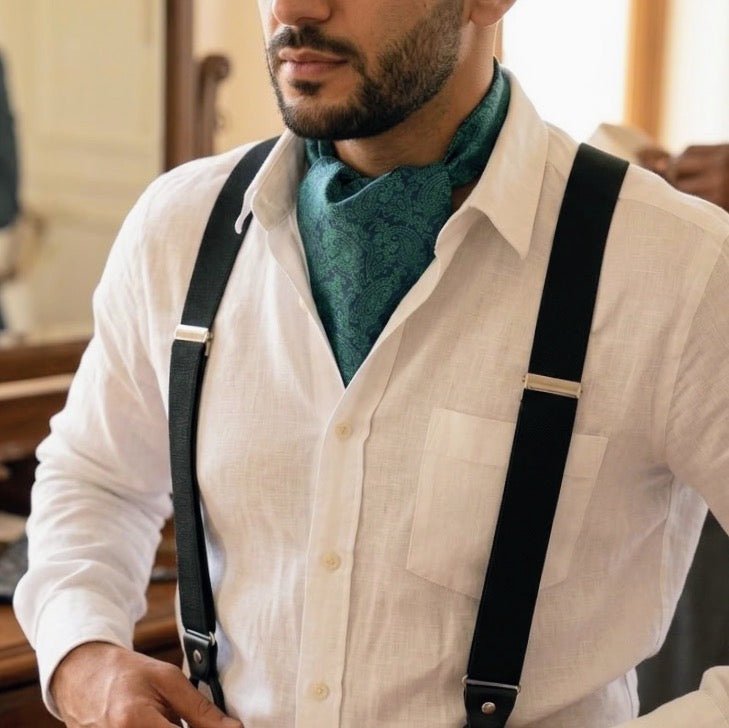 mensformal emerald green cravat ascot tie vintage style for weddings and formal wear-steampunkgearsa