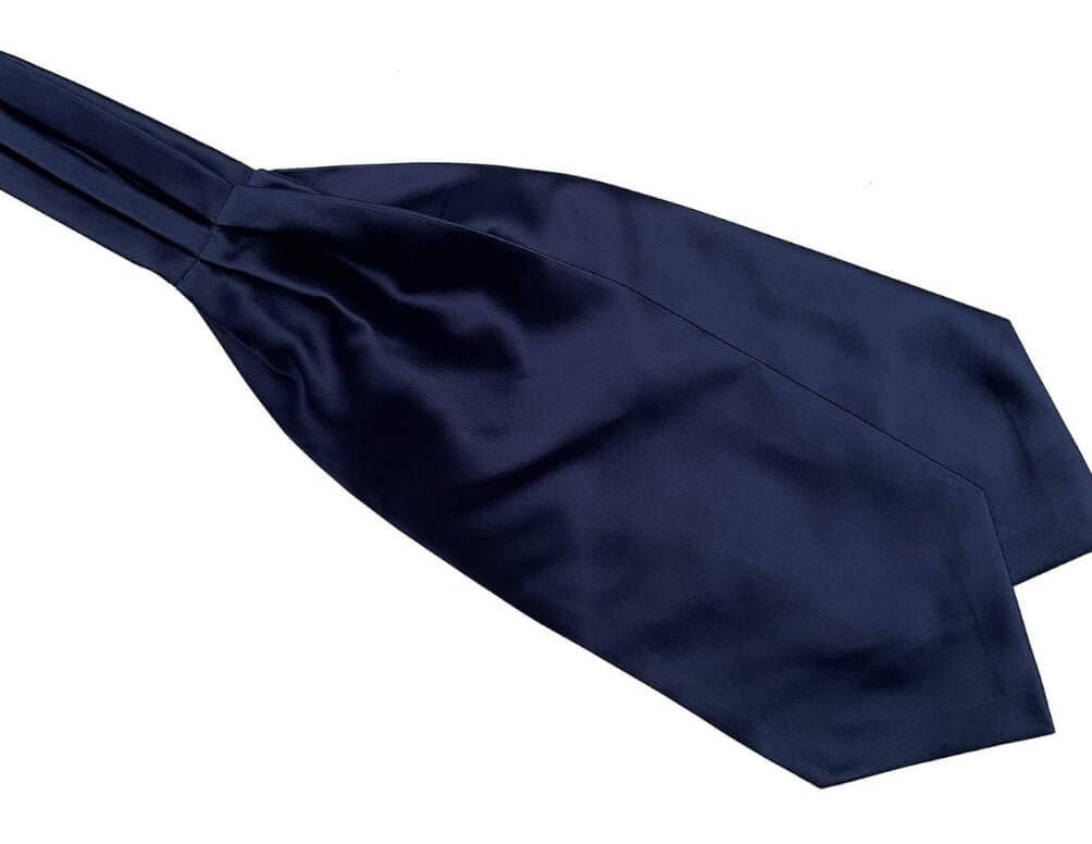 Mens Elegant Navy Blue Cravat Ascot Ties