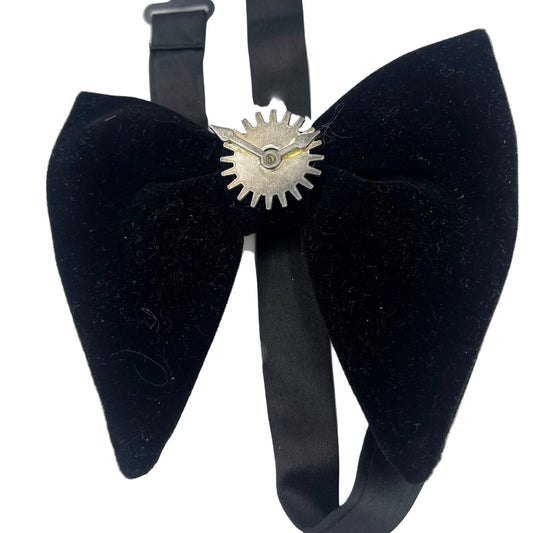 Luxurious Steampunk themed formal black velvet bowtie