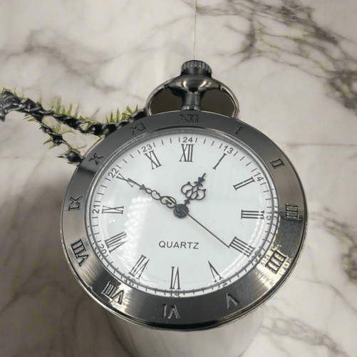 Premium Stylish Black Quartz Pocket Watch with roman numerals