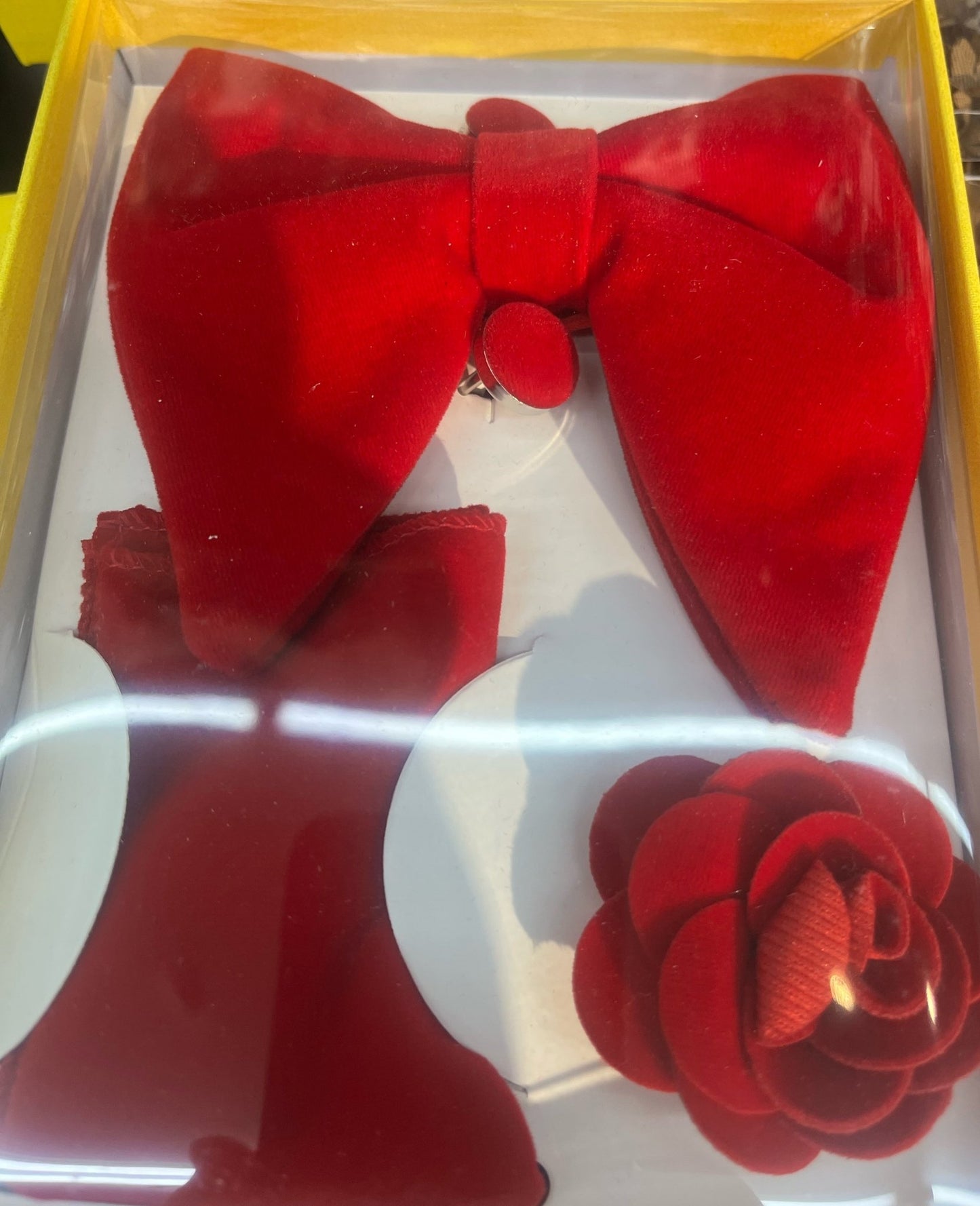 Red Classical Velvet Formal Bowtie Set