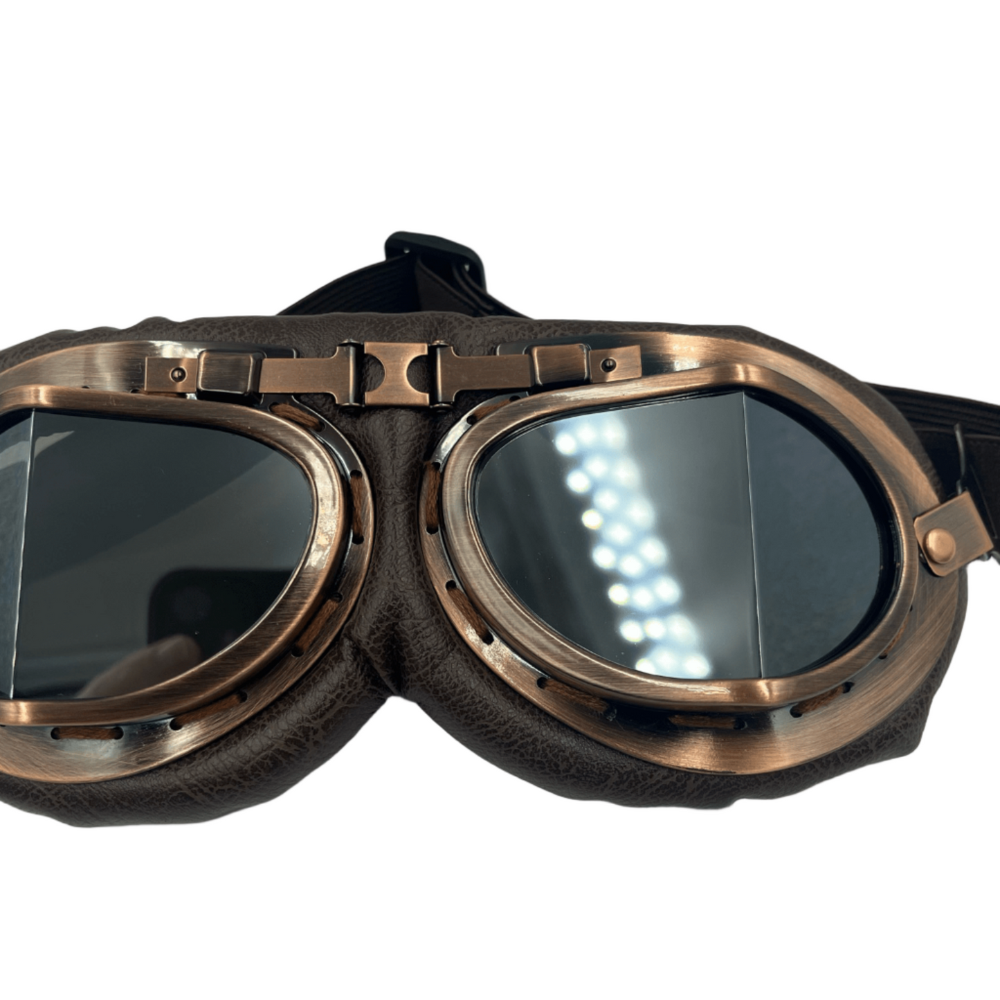 Retro aviator Motorbike Goggles Silver Grey Lenses - Steampunkgearsa