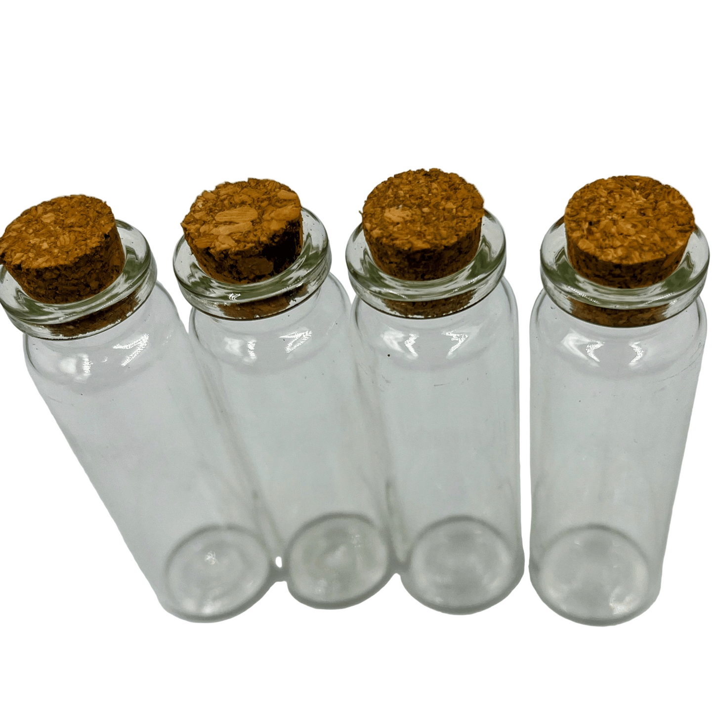 Set Of 4 Mini glass Bottles With Cork Stopper - Steampunkgearsa