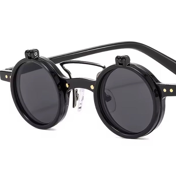 Steampunk black flip lense sunglasses - Steampunkgearsa