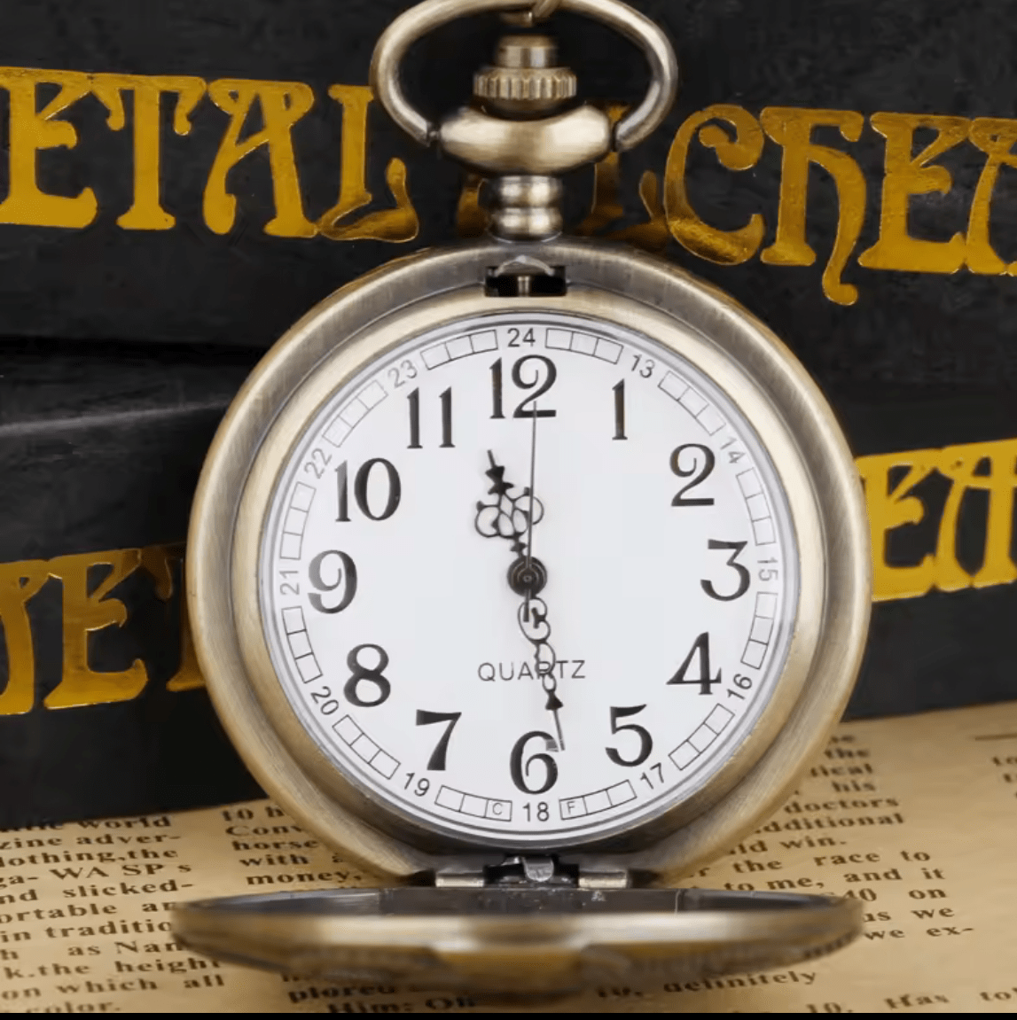 Steampunk Bronze pocket watch with metal design