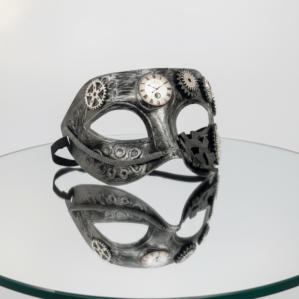 Steampunk Victorian Silver Masquerade Mask for Boys/Men