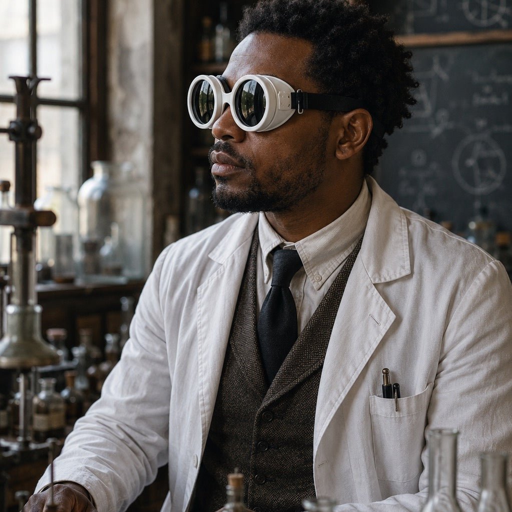 White Steampunk Goggles With Duo Lenses