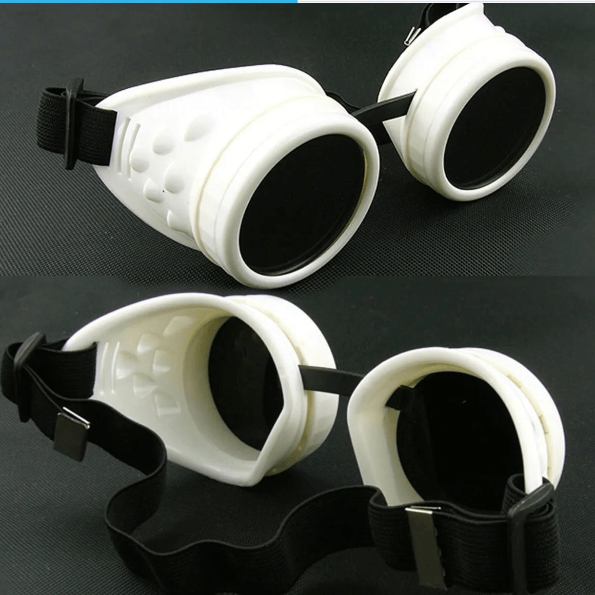 White Steampunk Goggles With Duo Lenses - Steampunkgearsa