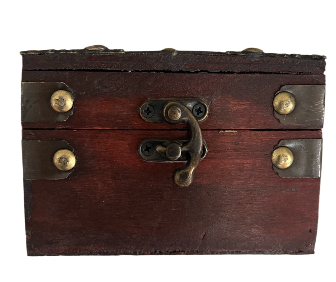 Wooden Jewellery  Box With brass Coloured Steampunk Cogs