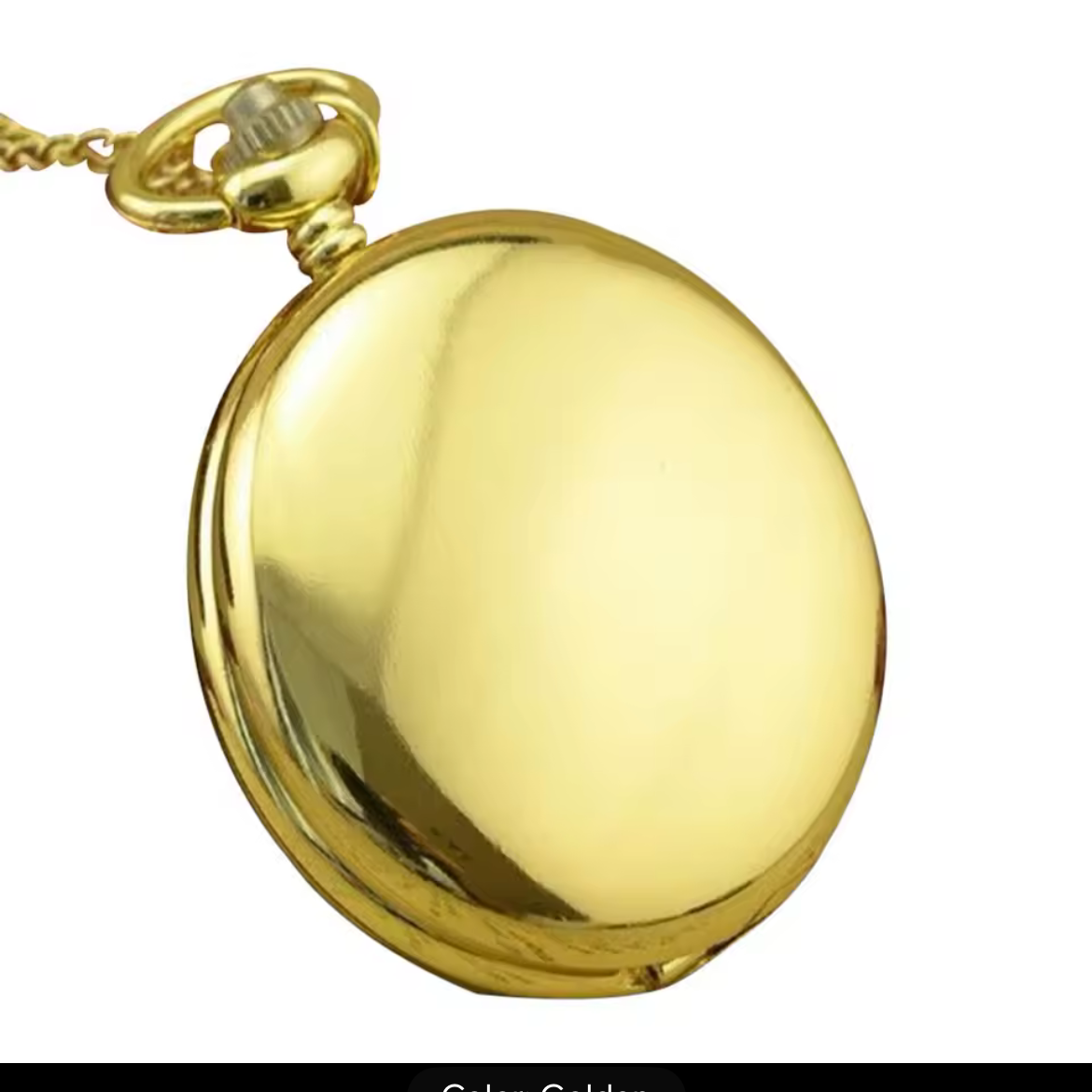 Shiny Quartz Gold Pocket Watch With Chain