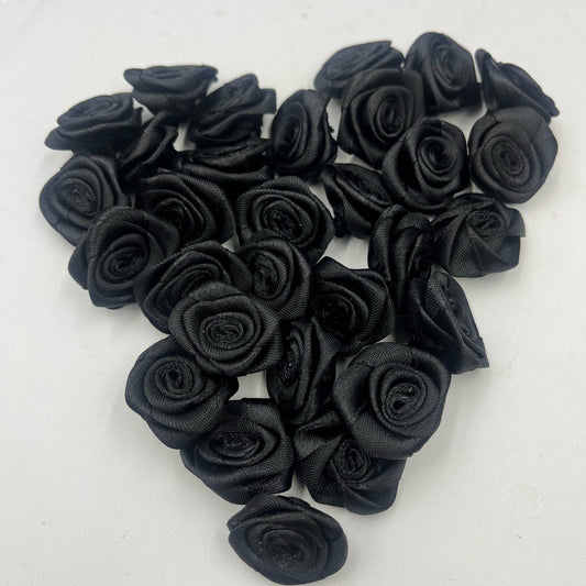 set of 30 mini black Victorian style rose for craft and decoration purposes