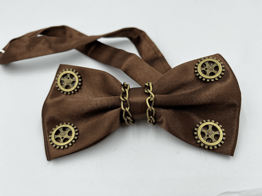 Steampunk Brown Bowtie with Steampunk Gears - Steampunkgearsa