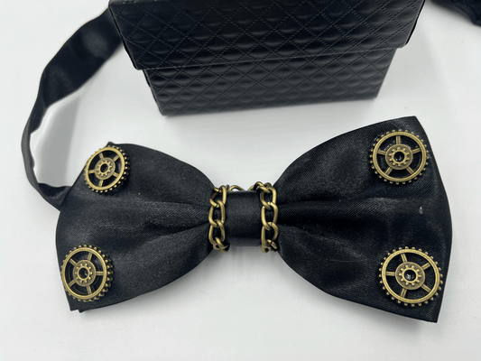 Steampunk Black Bowtie - Steampunkgearsa