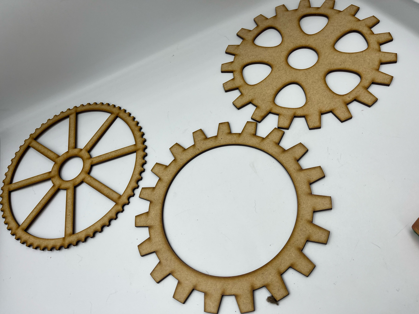 Lazercut MDF Steampunk Gears, set of 6 Designs, 18cm Each. - Steampunkgearsa