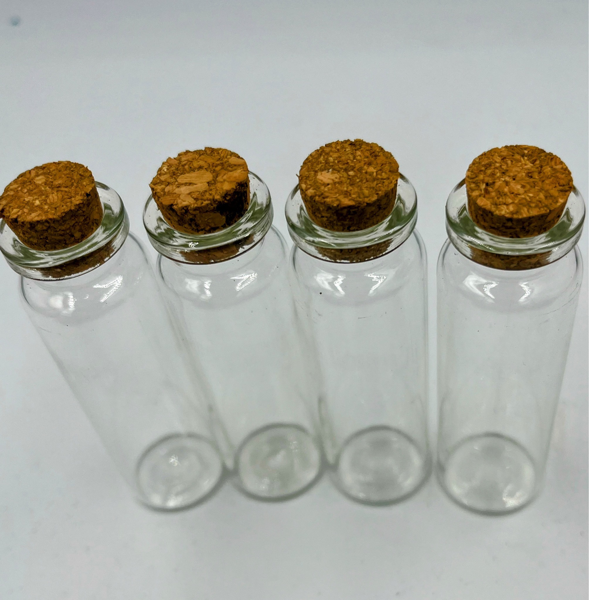 Set Of 4 Mini glass Bottles With Cork Stopper - Steampunkgearsa