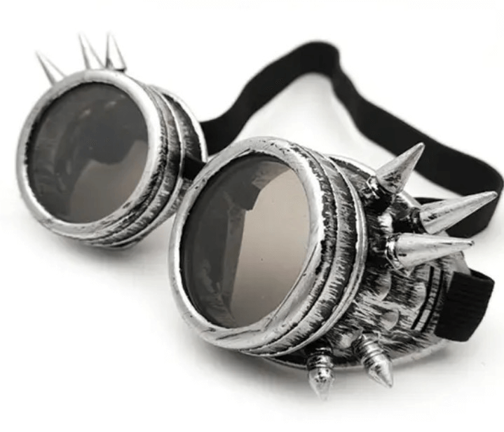 Steampunk Goggles, antique Silver With Spikes