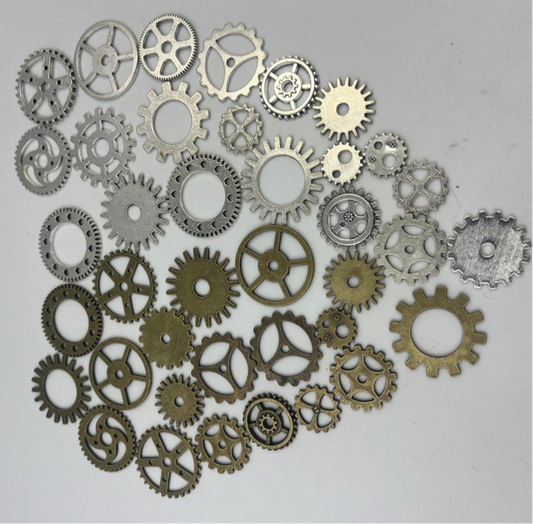 Assorted Metal Steampunk Gears, Mixed Bag  silver/bronze