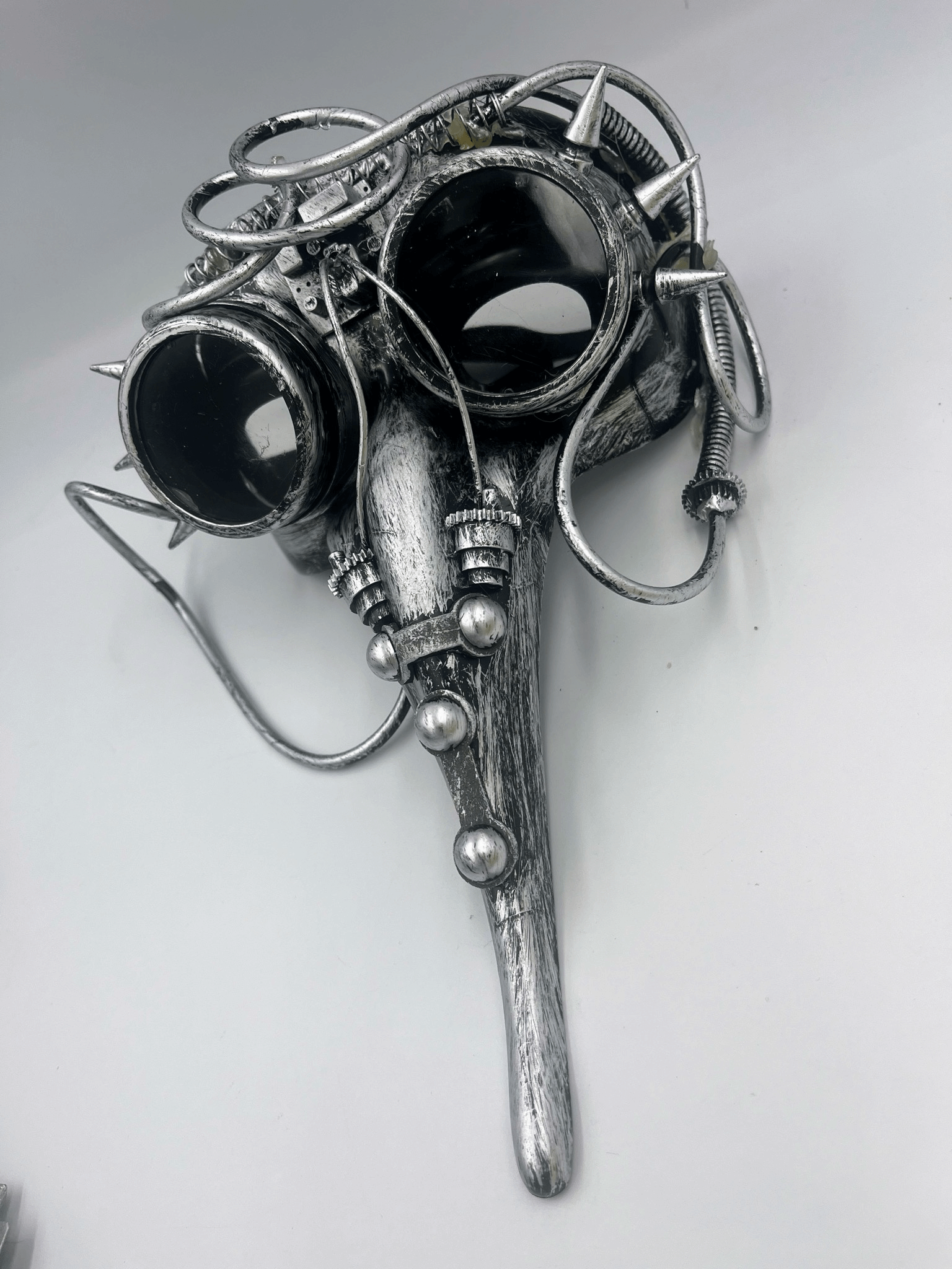 Silver Plague Doctor cyberpunk Mask And Goggles Combo
