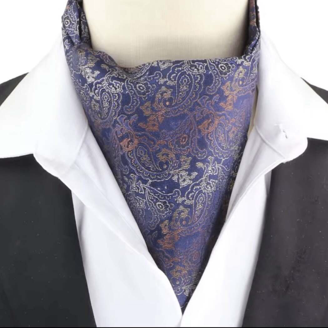 Mens Blue And Orange Paisley Cravats - Steampunkgearsa