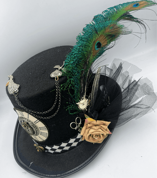Steampunk Mad Hatter Vintage Clock Theme tophat - Steampunkgearsa