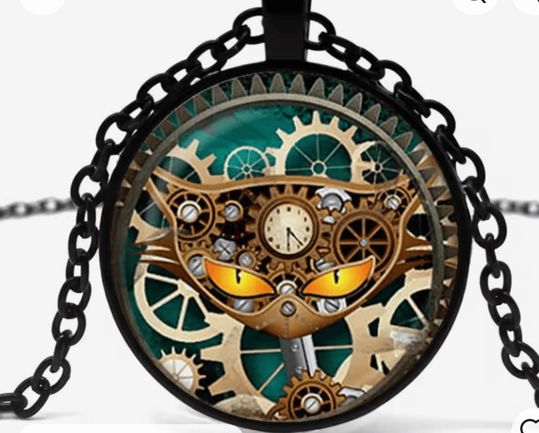 Steampunk Cat Glass Dome Pendant - Steampunkgearsa