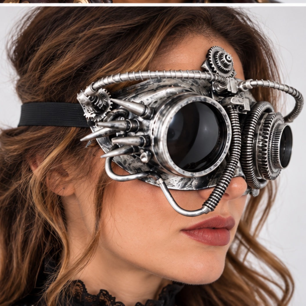 Unisex Futuristic Cyberpunk mask, silver