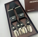 Premium Mens Black Suspenders. Heavy Duty. 6 Clips.