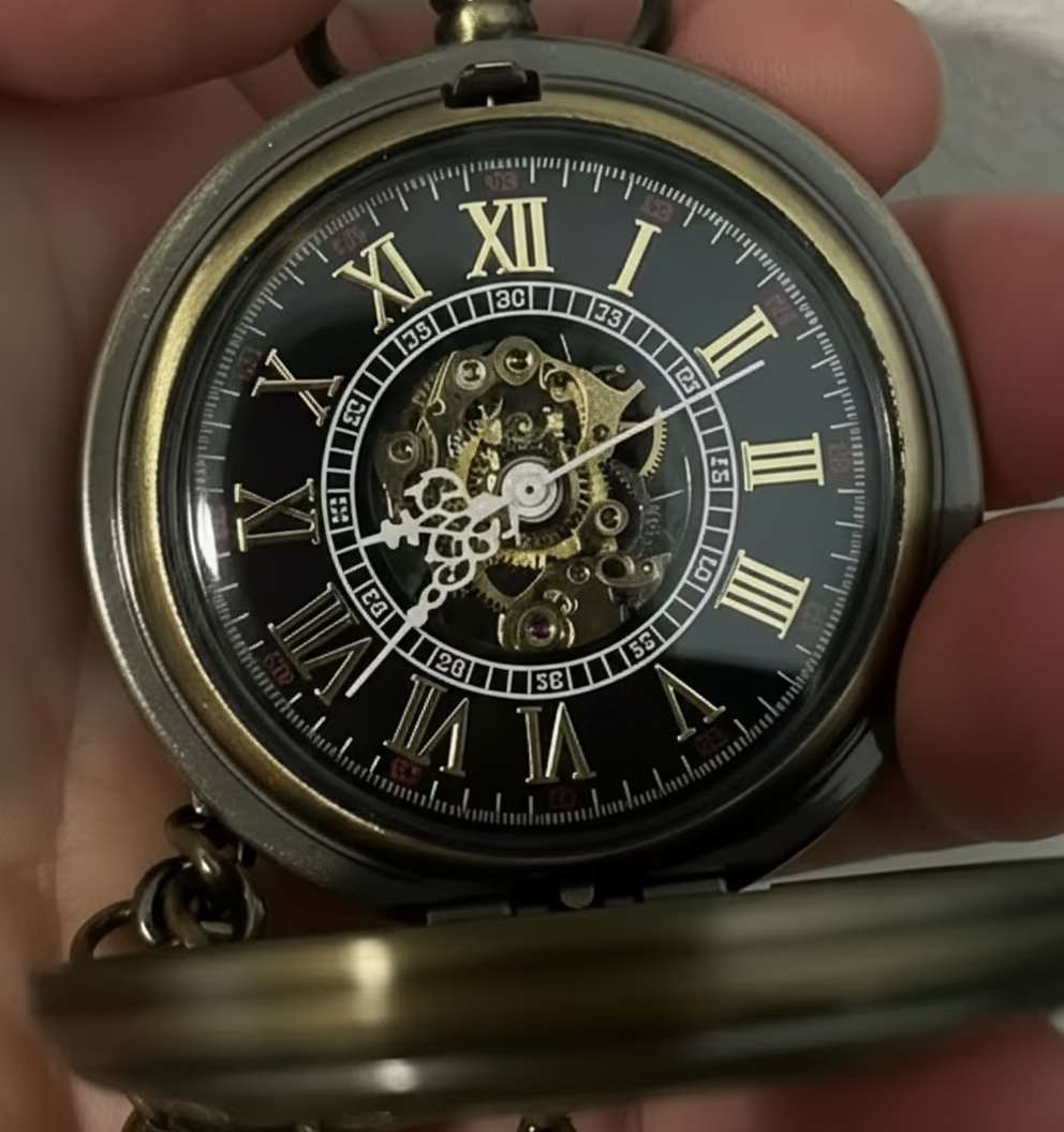 Premium Steampunk Mechanical skeleton Pocket Watch with movement.