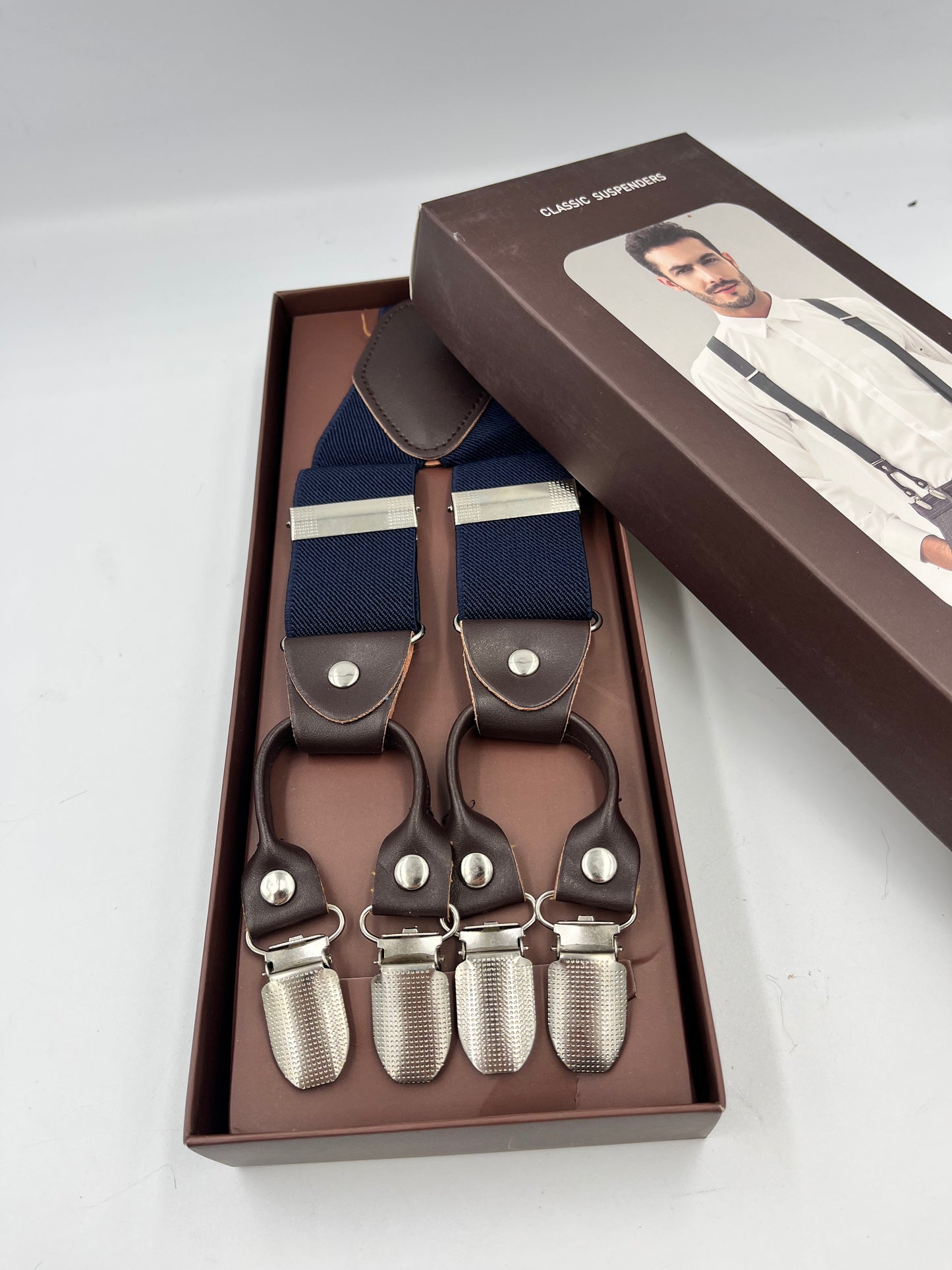 Mens Navy Blue Suspenders. Premium. Heavy duty.