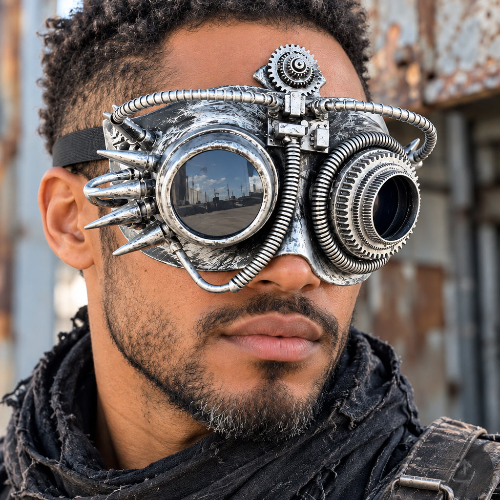 Unisex Futuristic Cyberpunk mask, silver