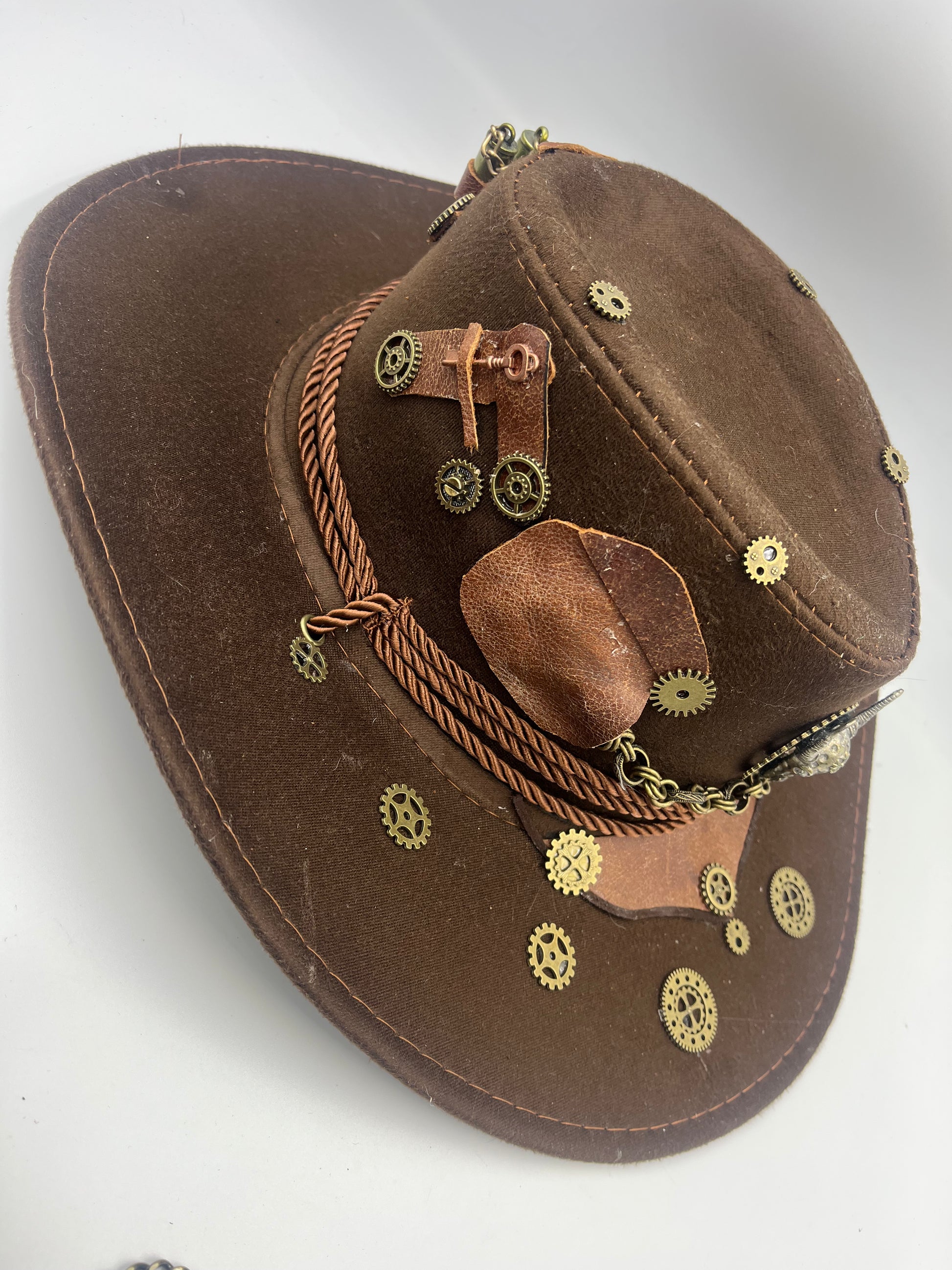 Steampunk brown cowboy hat 