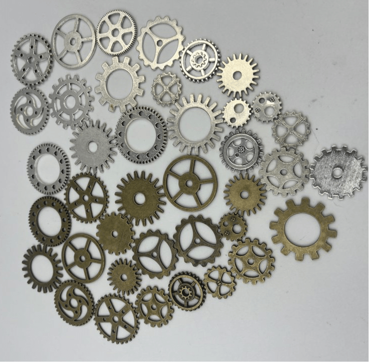 Assorted Metal Steampunk Gears, Mixed Bag silver/bronze - Steampunkgearsa