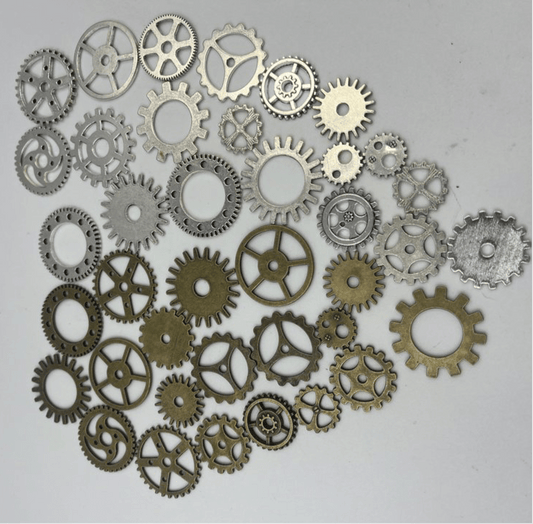 Assorted Metal Steampunk Gears, Mixed Bag silver/bronze - Steampunkgearsa