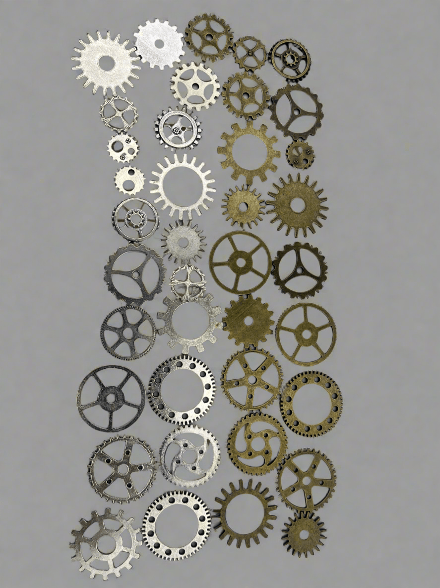Assorted Metal Steampunk Gears, Mixed Bag silver/bronze - Steampunkgearsa