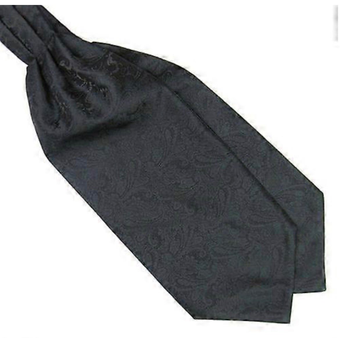 A black cravat with a subtle damask paisley pattern- SteampunkgearSA
