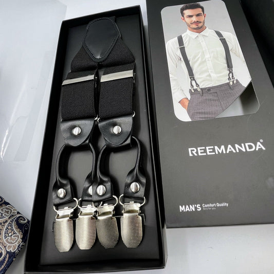 Steampunk mens classical black heavy duty suspenders for all occasions