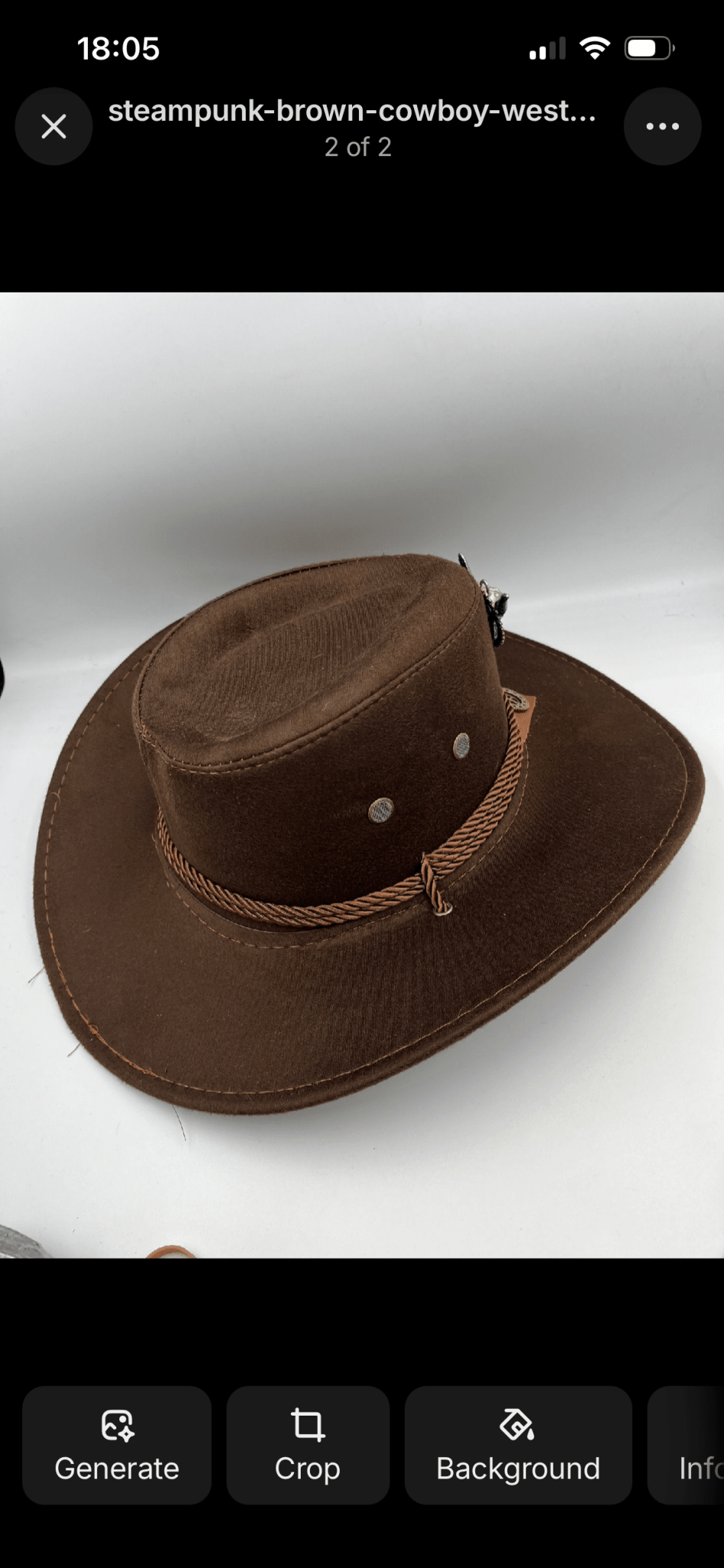 Brown cowboy hat, great quality, with badge- Steampunkgear