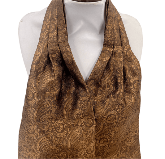 Brown Paisley Cravat Premium Ascot Tie - Steampunkgearsa