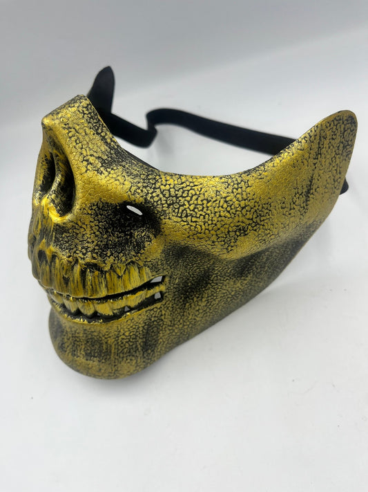 Gold Half-Face Steampunk Skeleton  Mad Max Cosplay Mask