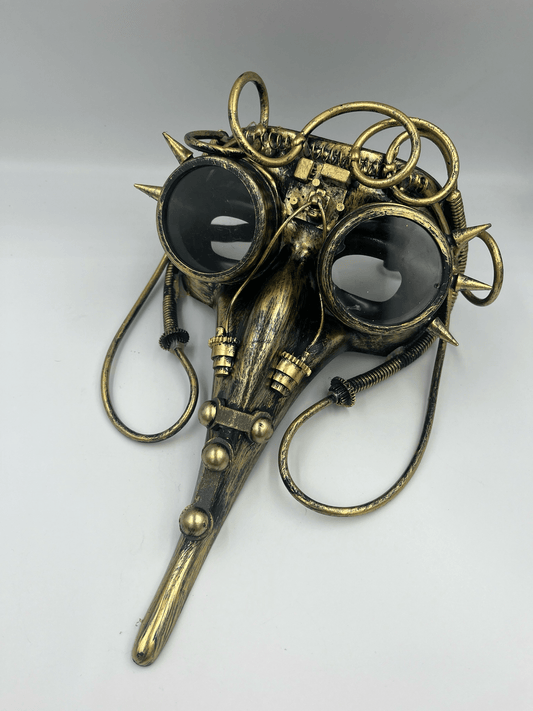 Gold Plague Doctor Cyberpunk Mask - Steampunkgearsa