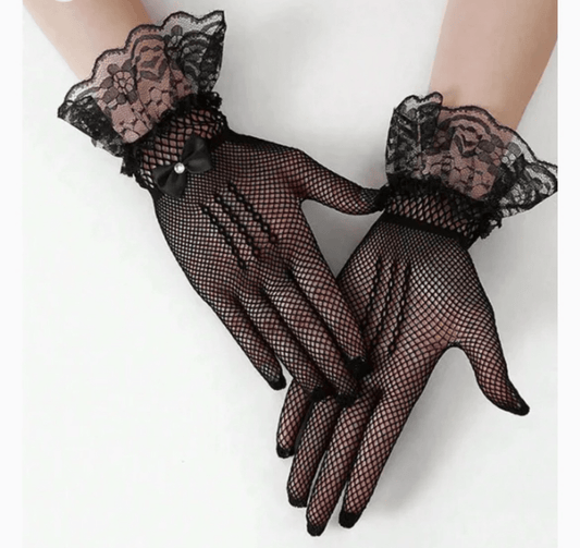 Ladies Victorian Black Gloves - Steampunkgearsa