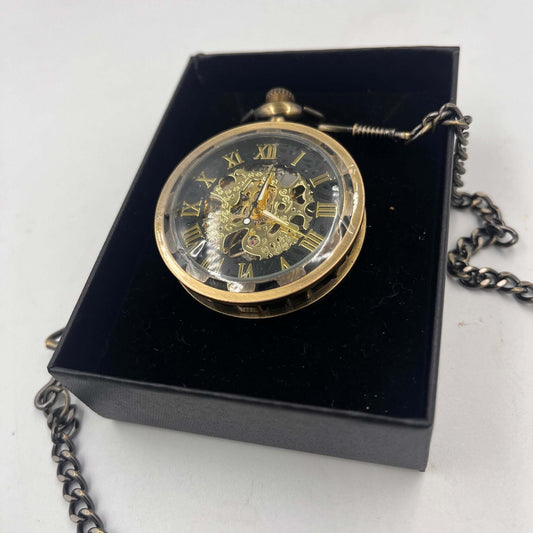 Luxury gold and black mechanical  pocket watch, Steampunkgear