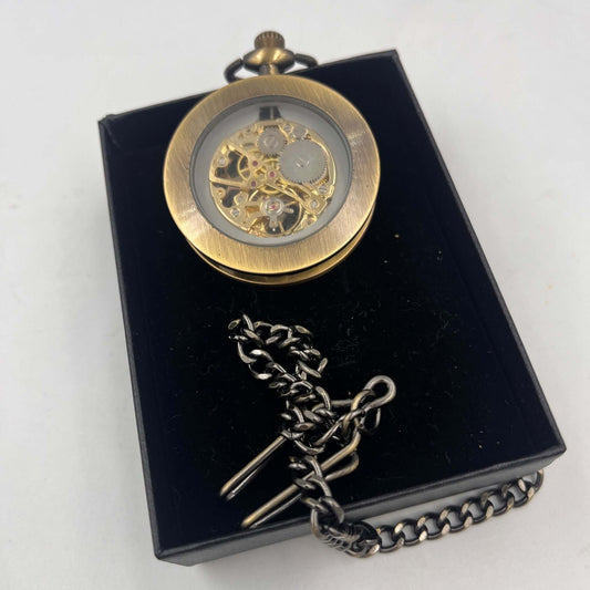 Luxury gold and black mechanical pocket watch - gift ifeas for men-Steampunkgearsa