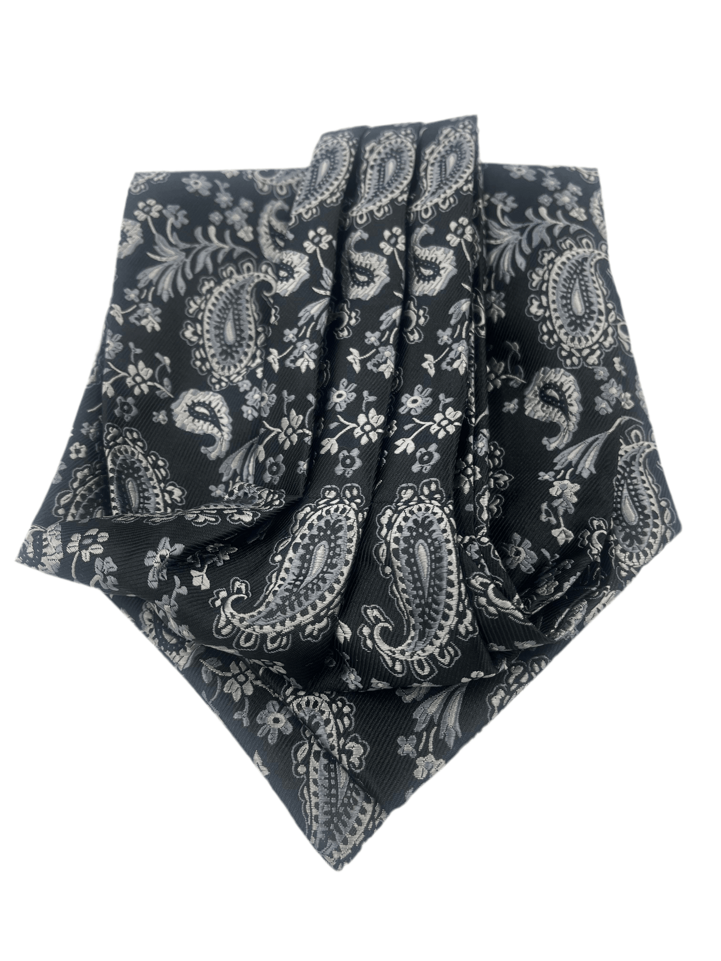 Mens Black And Silver Paisley Cravats Ascot Tie - Steampunkgearsa