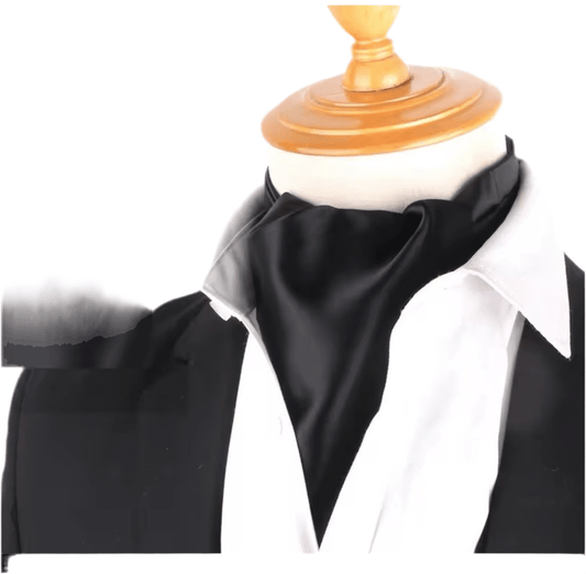 Mens Black Satin Premium Quality Cravats Ascot Ties - Steampunkgearsa