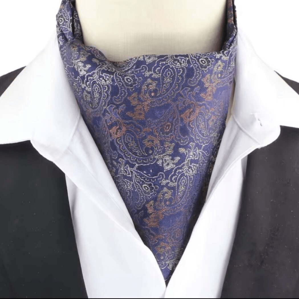Mens Blue And Orange Paisley Cravats - Steampunkgearsa