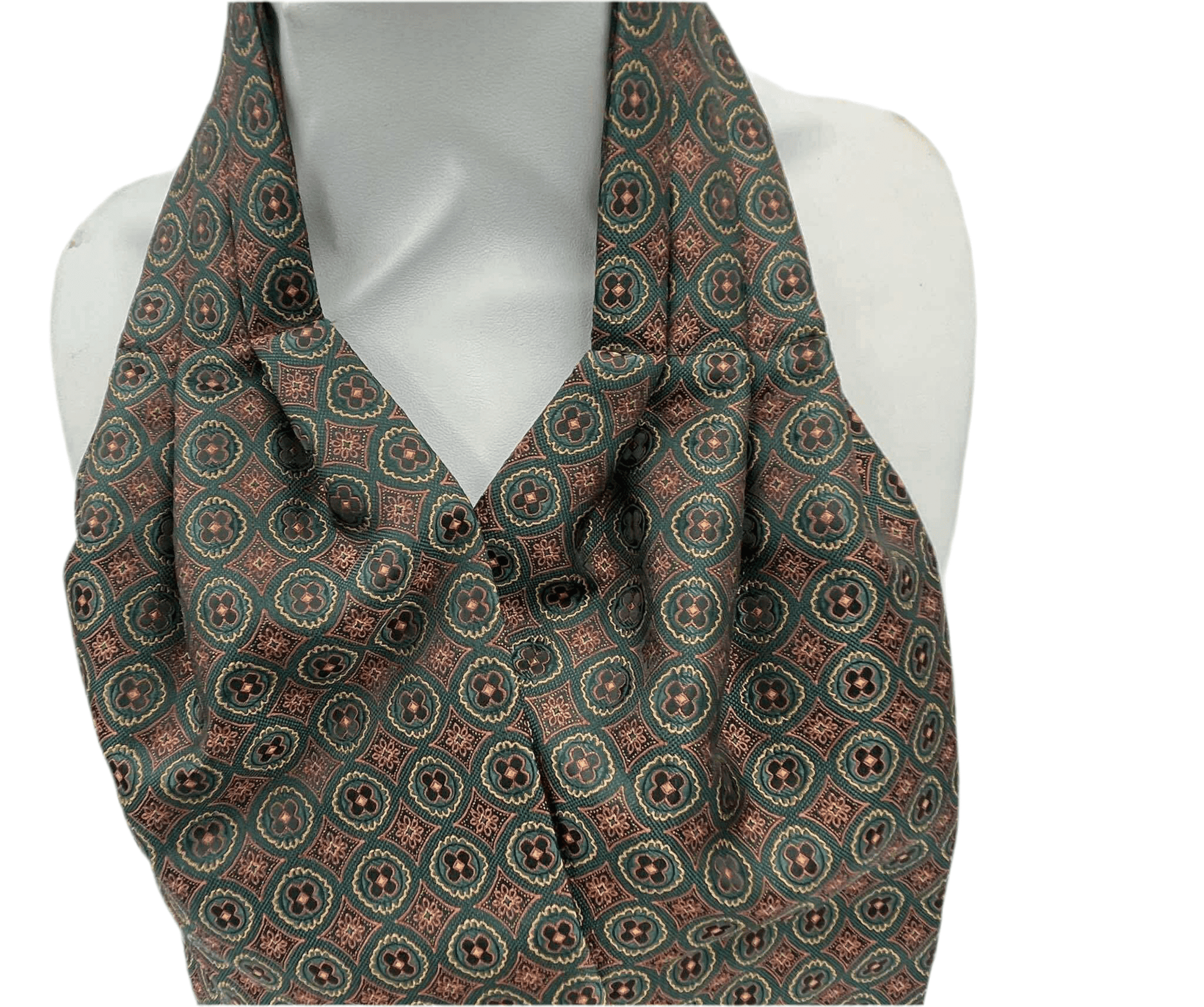 mens dark green&brown patterned Cravat - Steampunkgearsa